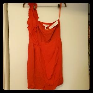 BCBG one shoulder dress, coral color, never worn